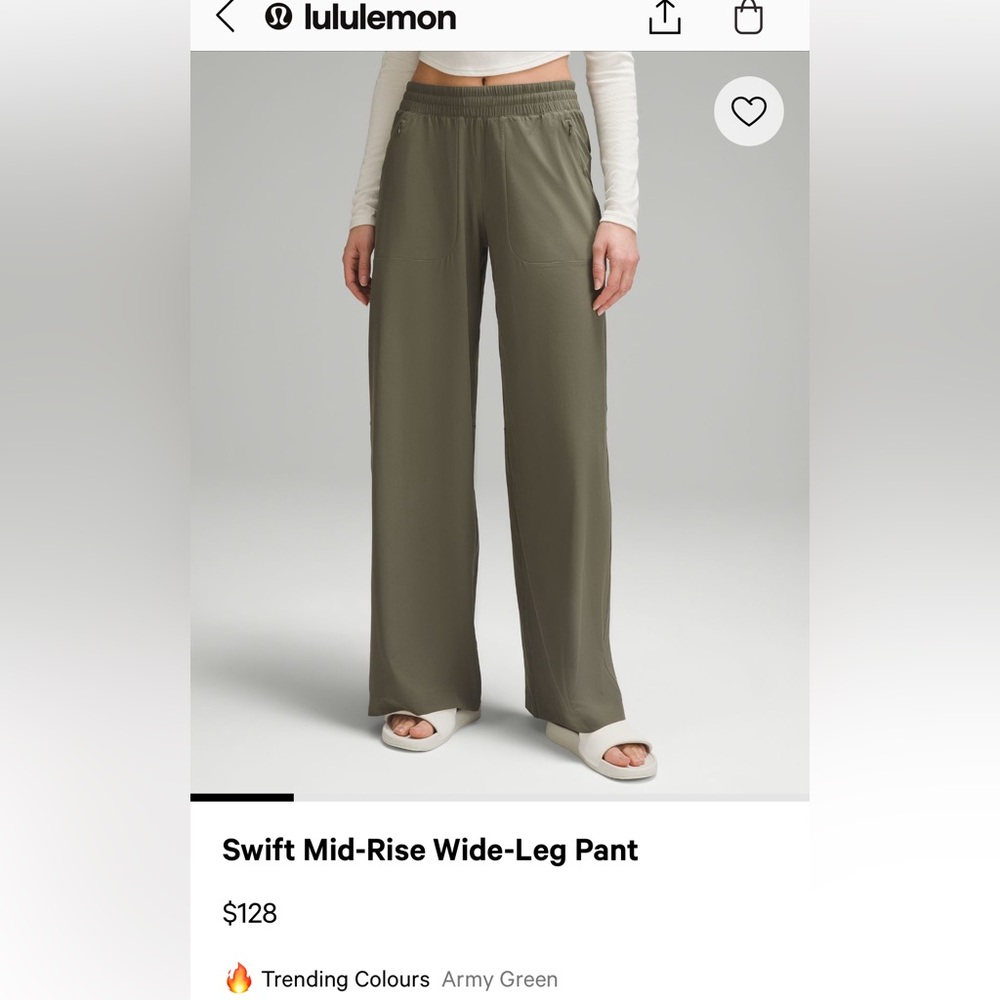 Lululemon Swift Wide-Leg Mid-Rise Pant Green NWT 14